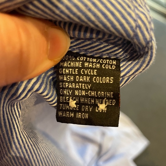 GREG Norman Large Button down Blue & White Strip long Sleeve Dress Shirt - Picture 7 of 7